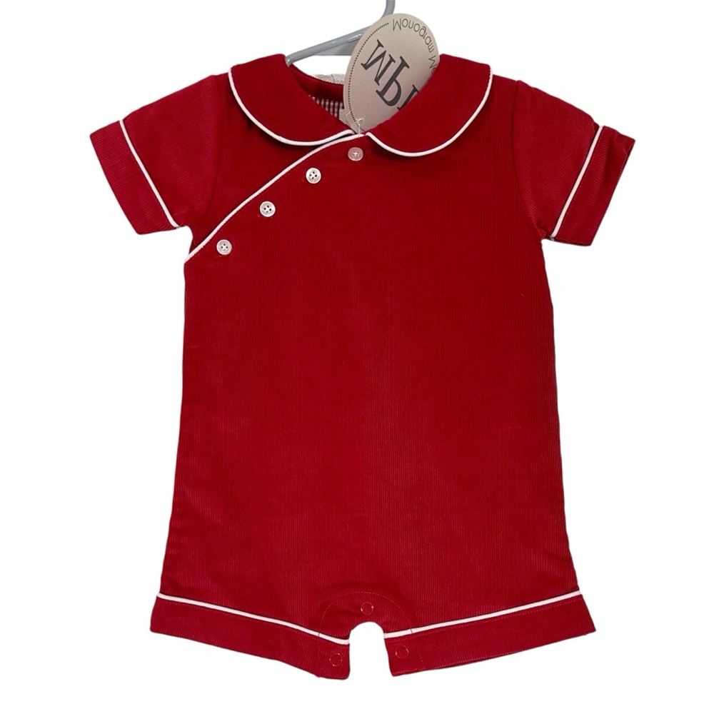 Mud Pie Baby Boy Red Corduroy Romper - Picture 1 of 6